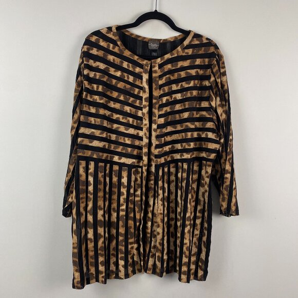 Chicos Travelers Animal Print Topper Jacket Size 3 US XL 3/4 Sleeves - Picture 1 of 9